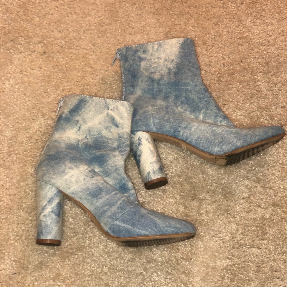 Denim booties